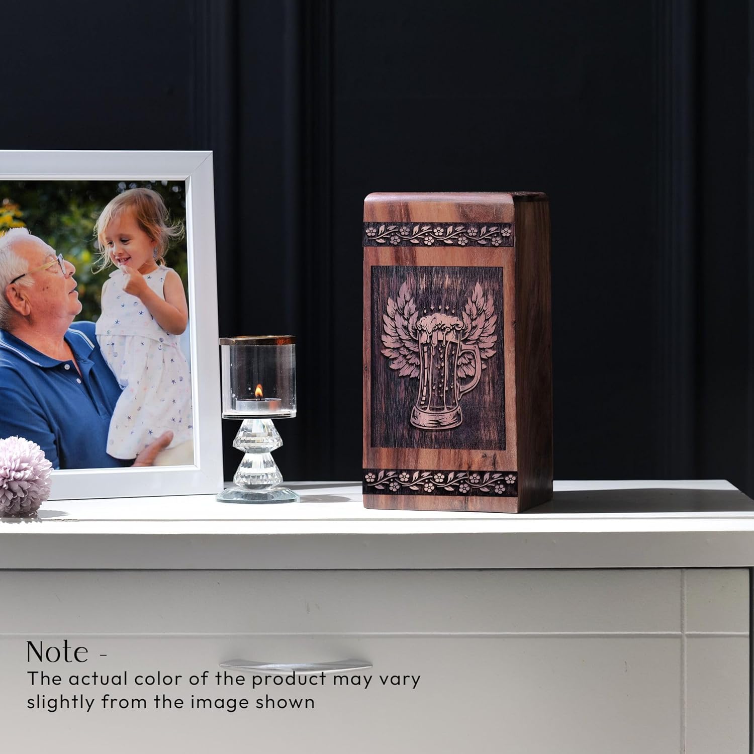 Wooden Urn Beer - Large Burial Urn for Ashes Adult Male - Funeral Urns for Women - Cremation Urns for Ashes - Wooden Urns for Human Ashes Adult Female - 10X5.5 Inch, 180 Cubic Inches Urns