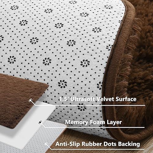 Miniatura 6 de Jelymark - Alfombra de interior peluda, mullida y supersuave para dormitorio, de 5 x 8 pies, para sala de estar, decoración del hogar, dormitorio y