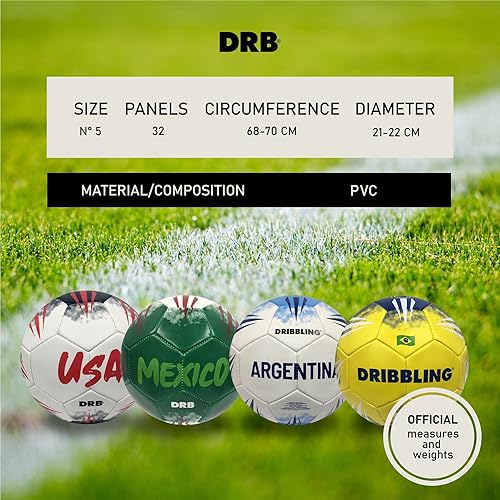 Miniatura 2 de DRB DRIBBLING Soccer Ball Countries - Size N 5 - Machine Sewed Durable, Scuff-Resistant and Water-Resistant-Recreational, Practice, Training Soccer