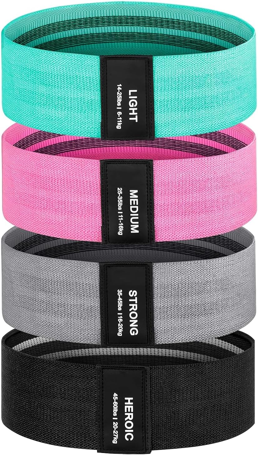 SEE YOU Resistance Bands for Workouts – 4-Piece Fabric Booty Bands Set for Women & Men | Elastic Band for Legs, Hips, Thighs & Glutes Exercise