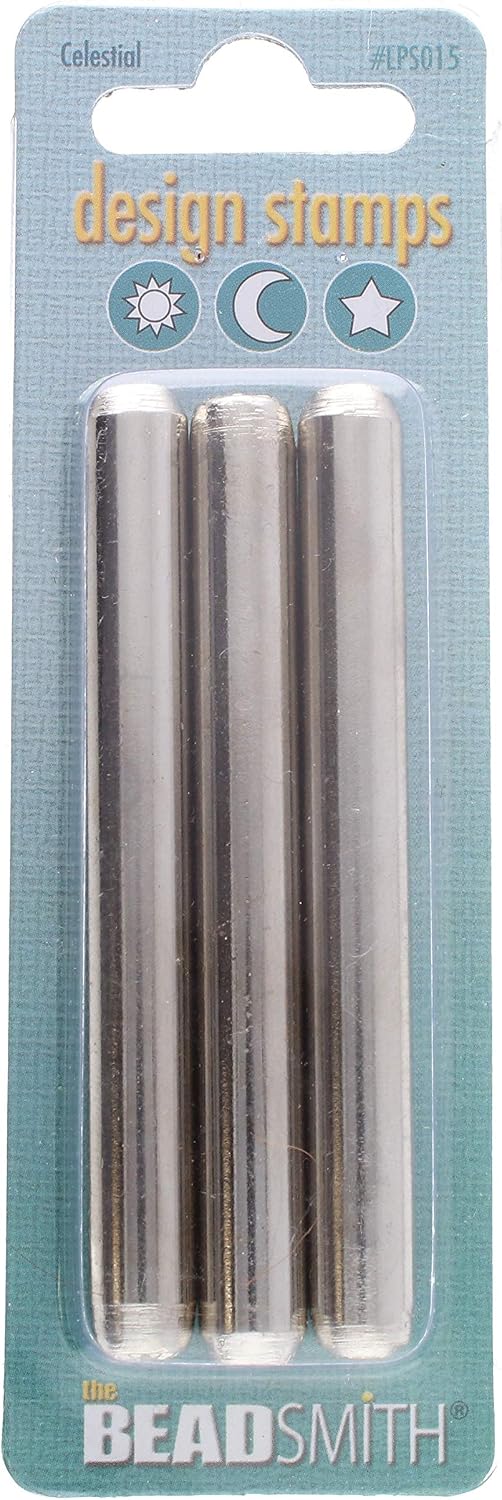 The Beadsmith Steel Design Stamps - Jewelry Stamping Tools, Celestial Design, 3-Piece Set, 3.125 Inches w/ 5 mm Base