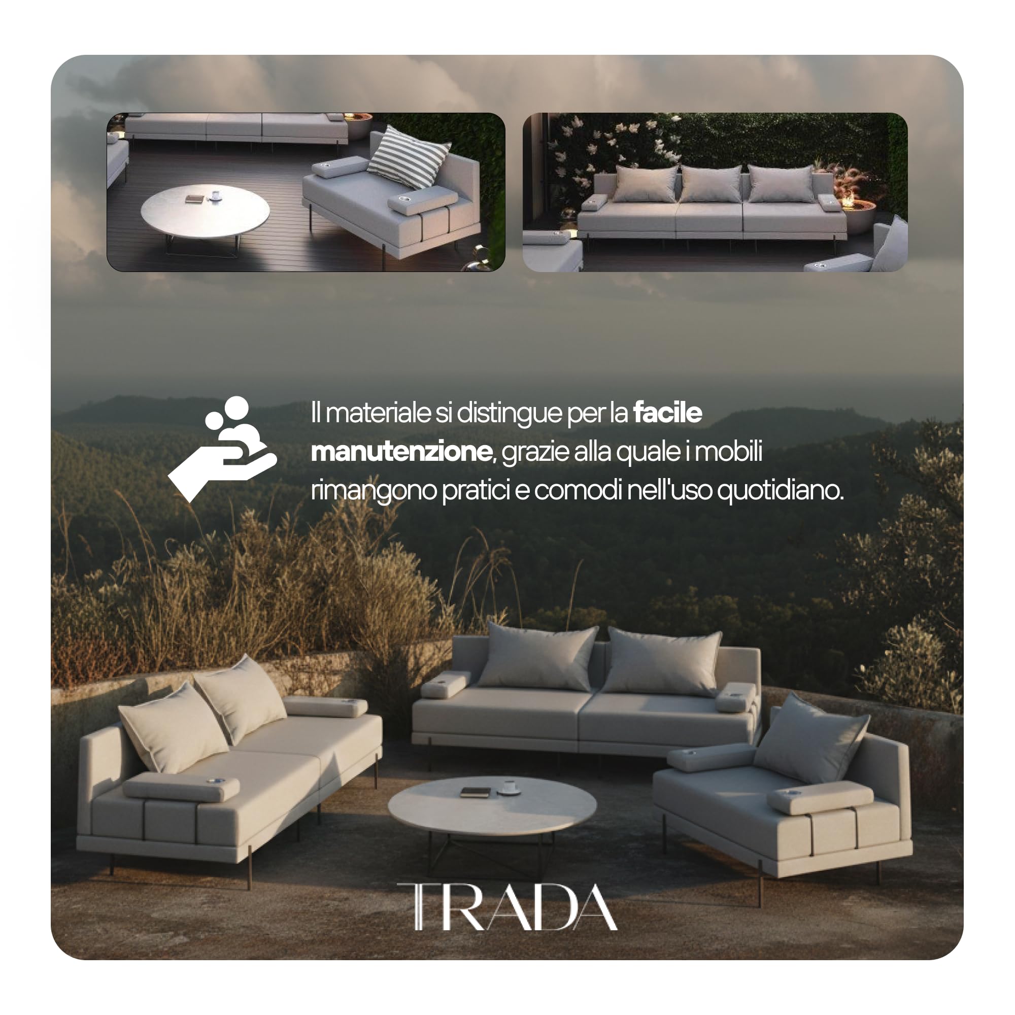 TRADA Salotto da Giardino Esterno BAHAMA XXL, Beige | Divano da Esterno Resistente alle Intemperie, Moderno Arredo Giardino