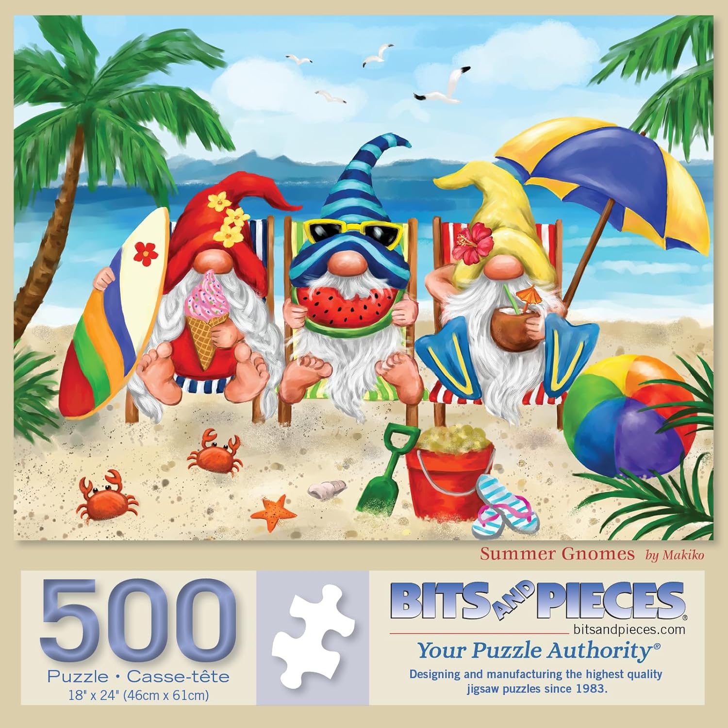 Bits and Pieces -Jigsaw Puzzle for Adults - Summer Gnomes Jigsaw Puzzle, Fun Puzzles for Adults - Perfect Summer Activity