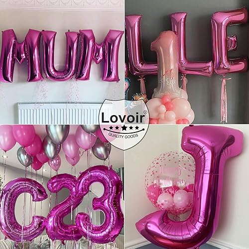 Miniatura 6 de Lovoir Globos grandes de 40 pulgadas de color rosa intenso de la letra N de gran tamaño, globo de helio de aluminio de Mylar para decoración de