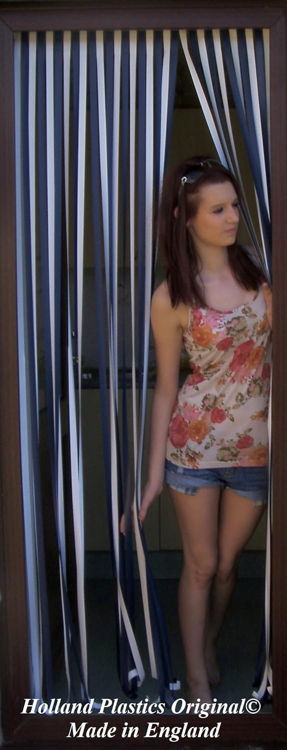 Holland Plastics Original Brand Heavy Duty Bug Strip Blind Complete with Hooks for Plastic Door Frames 80Cm Blue Liquorice