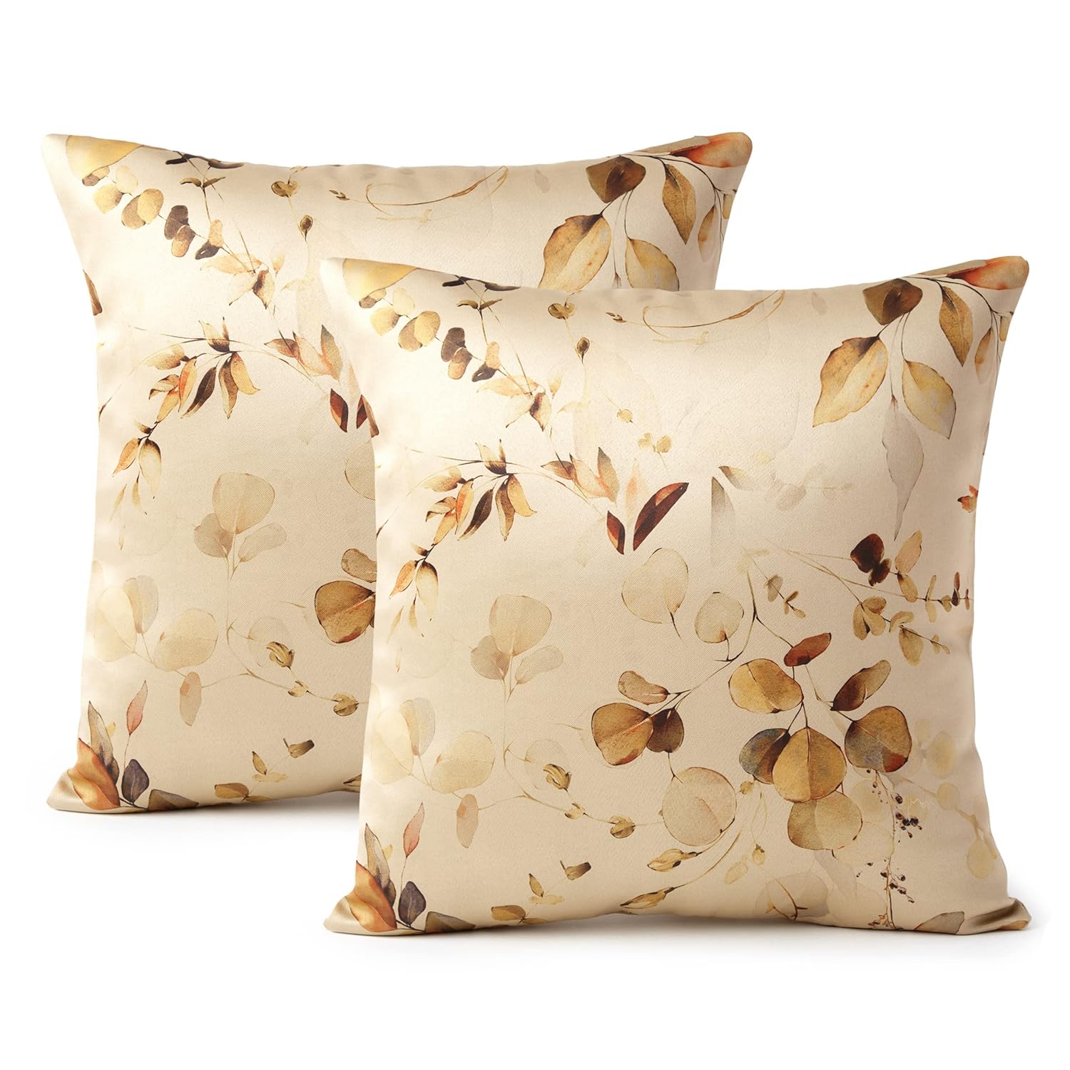 Buy Encasa Polyester Homes Decorative Cushion Cover 16 X 16 Inch (40 X 40 Cm) L1 Gold Floral
