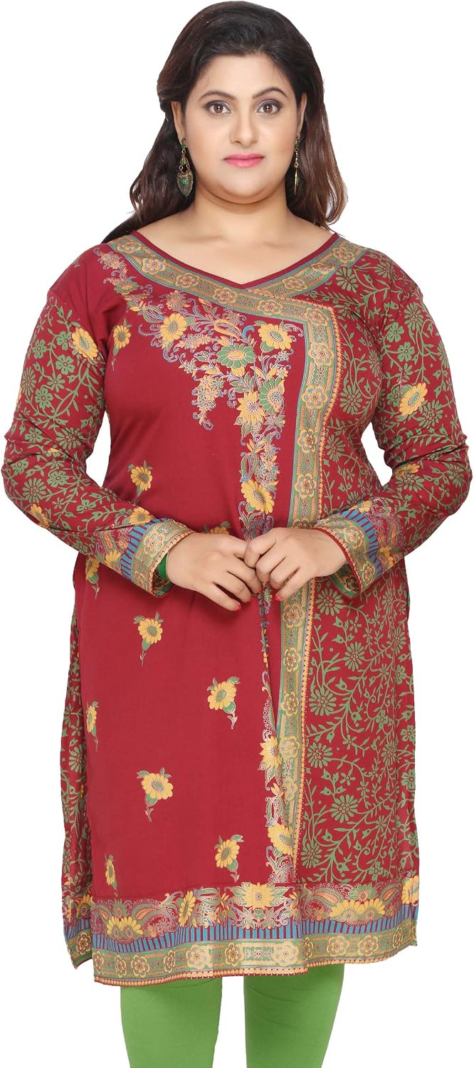 Indian Kurtis Plus Size Women's India Clothing (Red, 3XL) at Amazon Women’s Clothing store