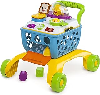 Bright Starts Giggling Gourmet 4-in-1 Shop ‘n Cook Walker Shopping Cart Push-Toy, Ages 6 months +
