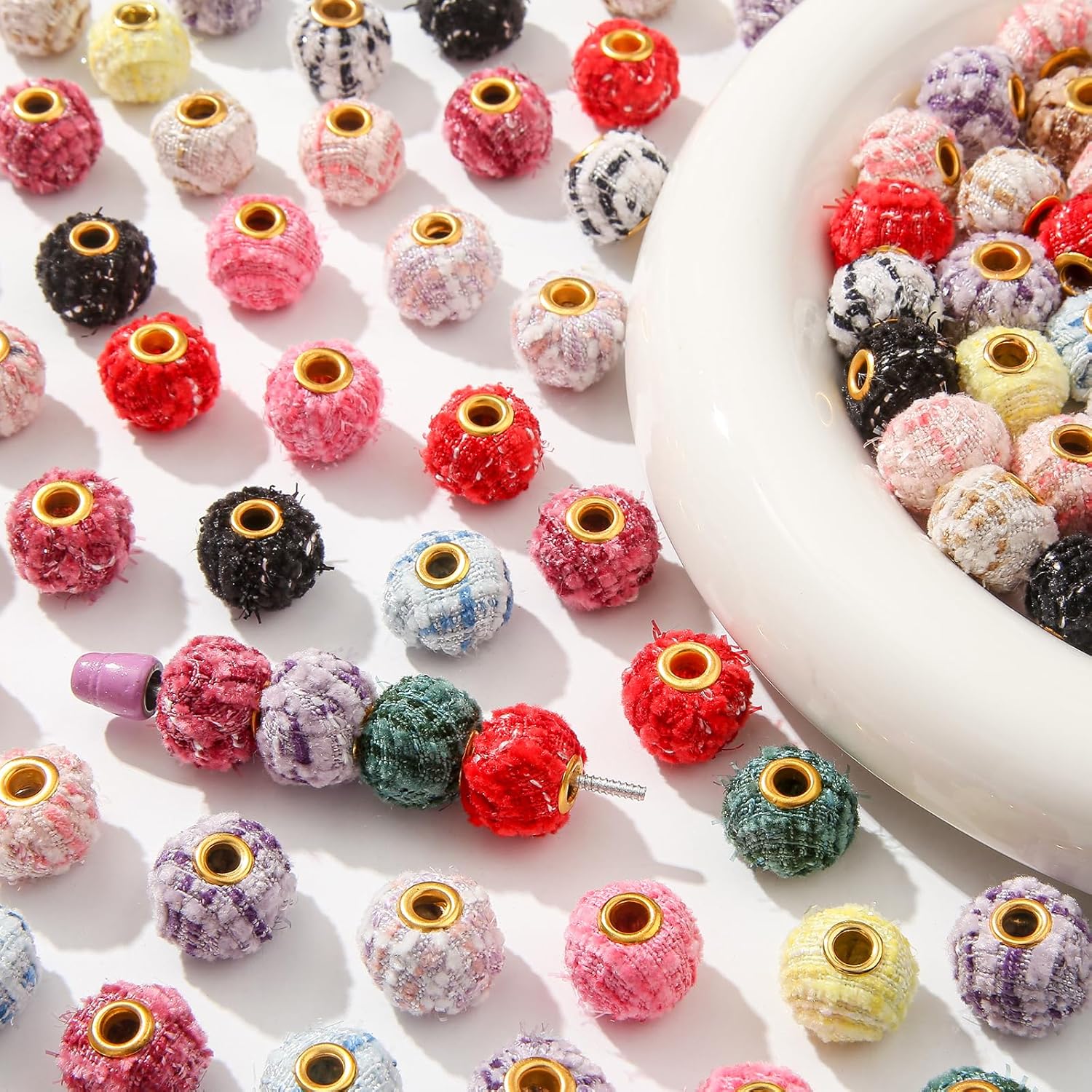 200pcs Fluffy Beads Faux Fur Pompom Bead Soft Fuzzy Spacers Beads for DIY Making Jewelry Keychain Handicrafts Pens Crafts Accessories (mixcolor) - Image 6