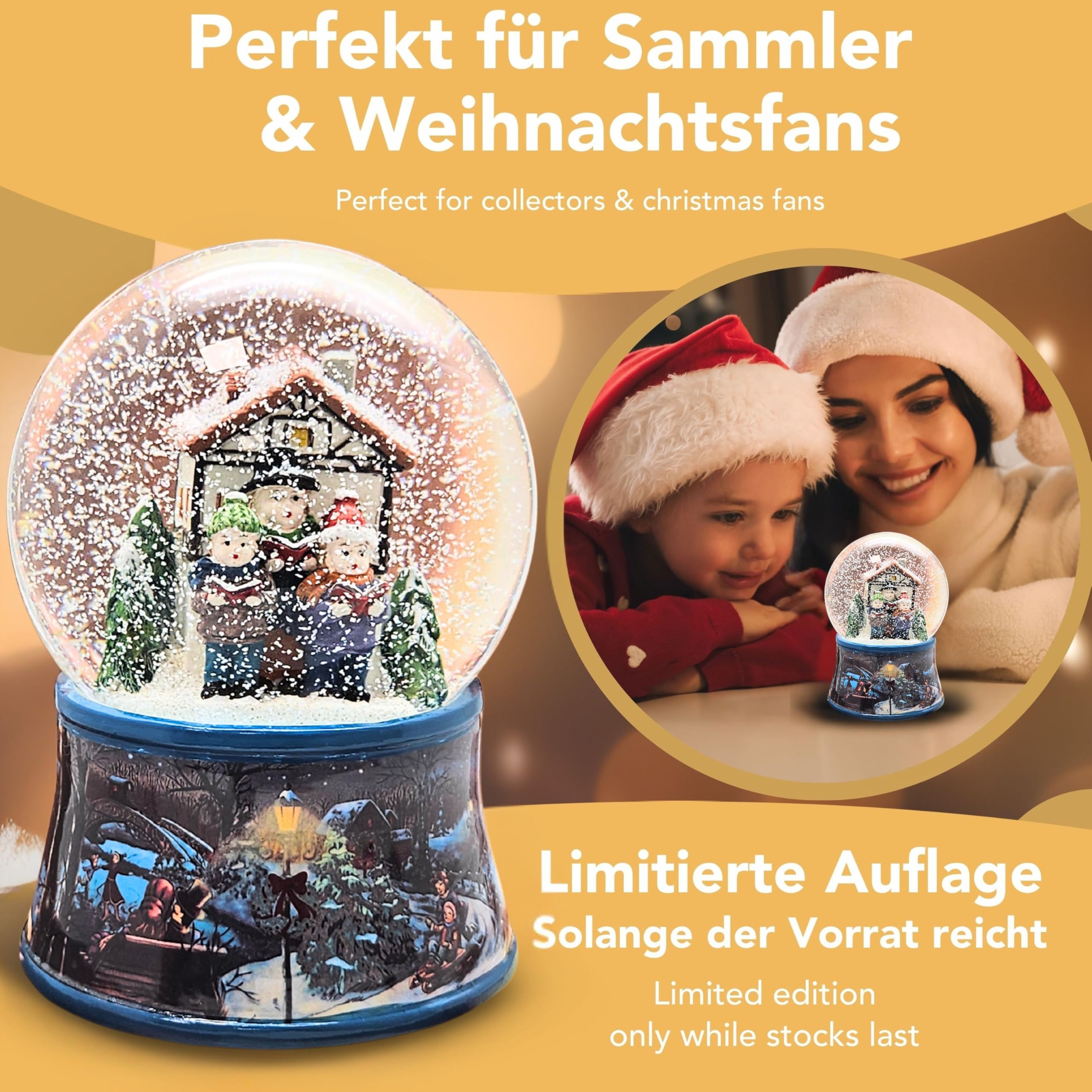 Weihnachts-Schneekugel mit Musik | Weihnachtssinger | B: 10 cm | 20282