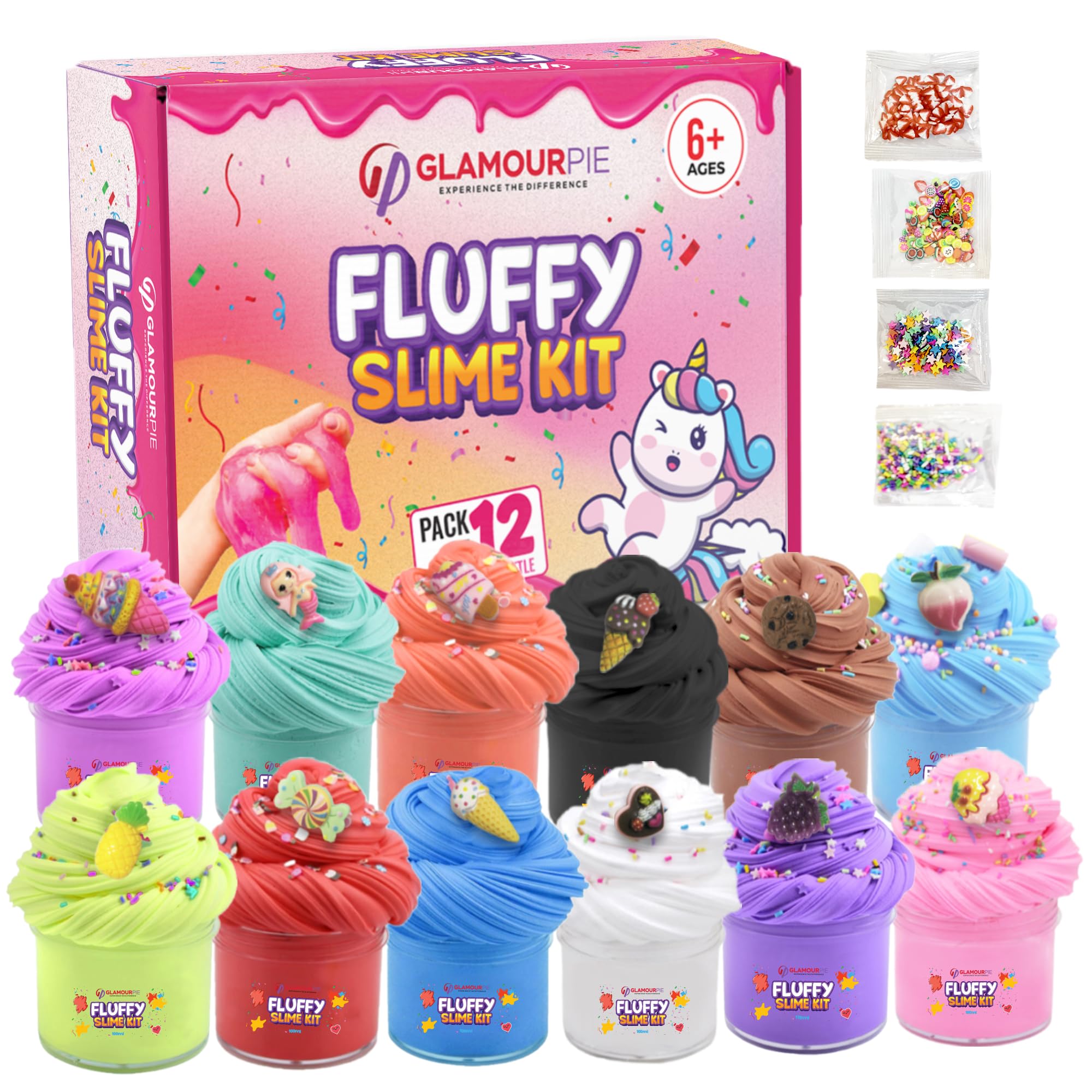1200ML Butter Slime Kit for Kids – Scented & Non-Sticky Cloud Slime with Charms – Soft, Glossy, and Stretchy DIY Toy for Girls & Boys – Fun Birthday Gift & Party Favor – 12 Pack 100ML Each