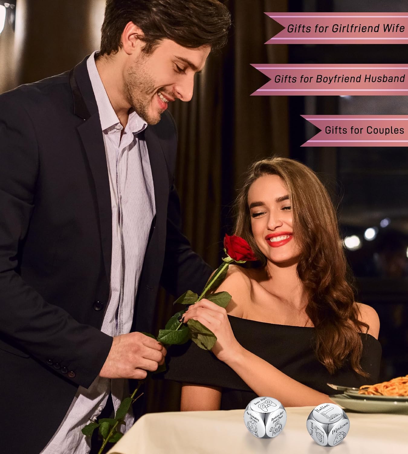 Valentines Day Gifts for Him Men Women Adults, Funny Food Decision Dice Anniversary Christmas Birthday Gifts for Men Women, Date Night Dice Couples Gift, Stocking Stuffers for Her Him