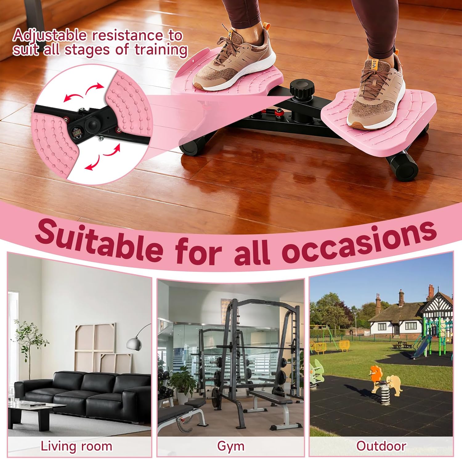 Waist Twister Machine Exercise with Handlebar, Ab Twister Board with Phone Holder, 330lbs Capacity, Workout for Slim Waist and Core Ab Exercise, Ultra-Quiet Home Gym Equipment for Women Men