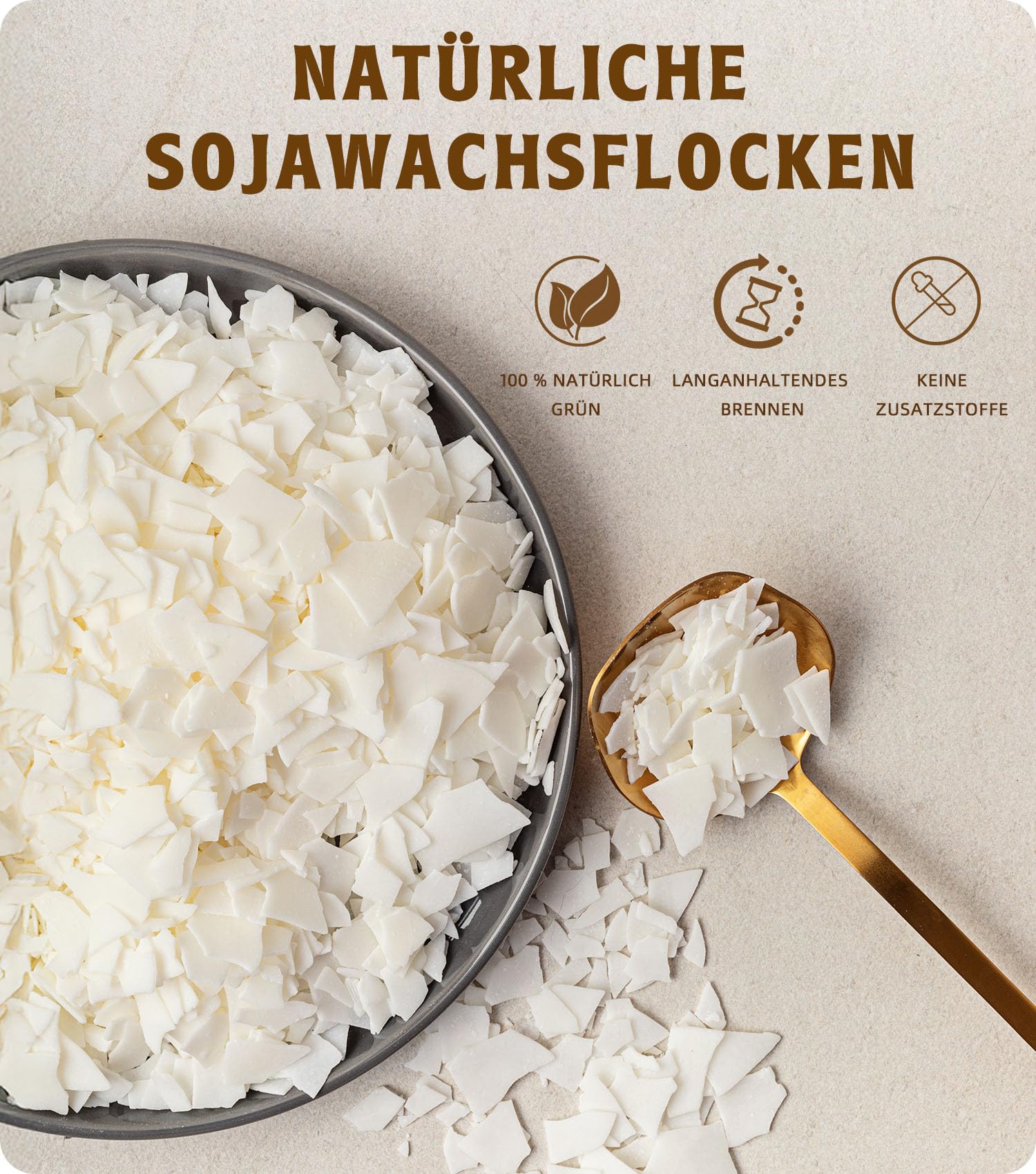 BOYUJK Sojawachs flocken für Kerzen 5KG, Premium Natürlich Kerzenwachs, 100% Sojawachs für die Kerzenherstellung aus biologischem Anbau, ohne Zusatzstoffe, Harmlos und Rein