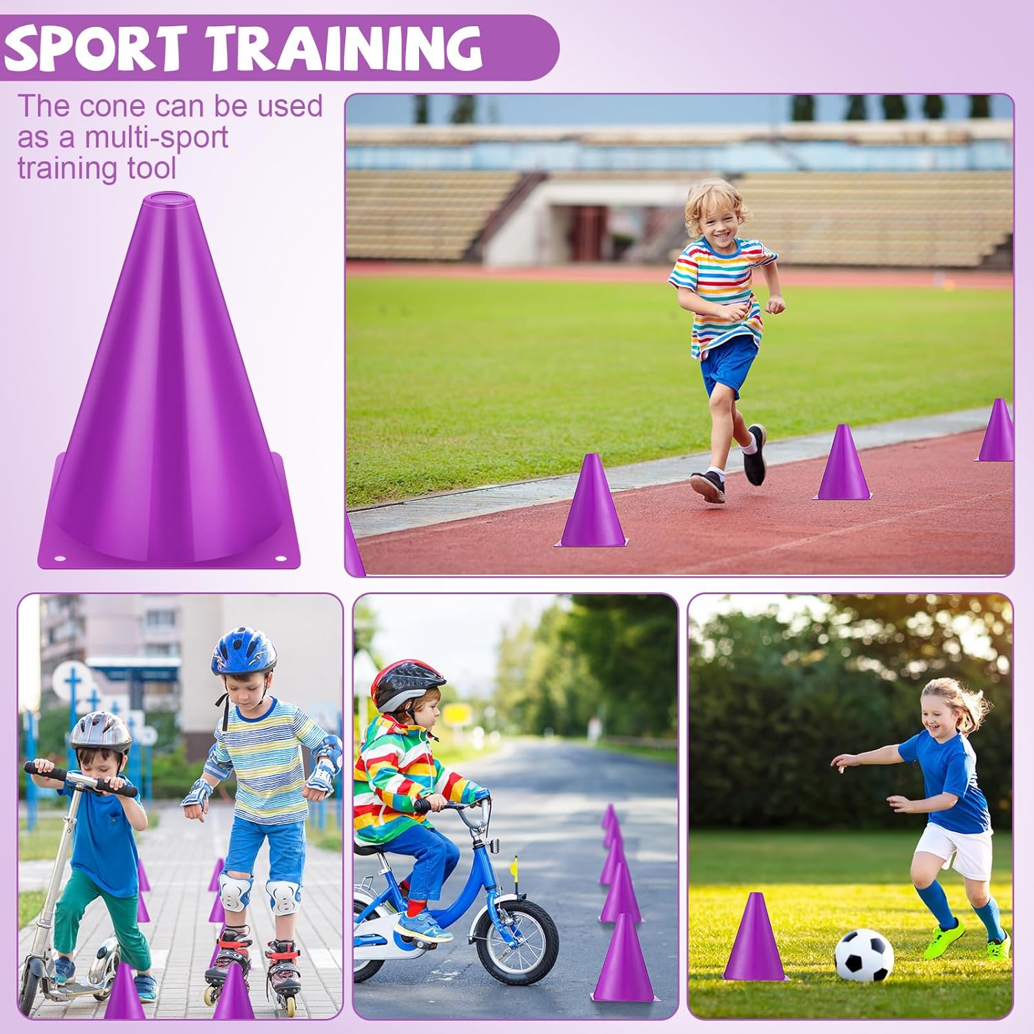 Reginary 40 Pieces 7 Inch Small Cones for Sports Football Bike Obstacle Training Cones Plastic Traffic Roadblock for Sports Skating Indoor Outdoor Activity Construction Party