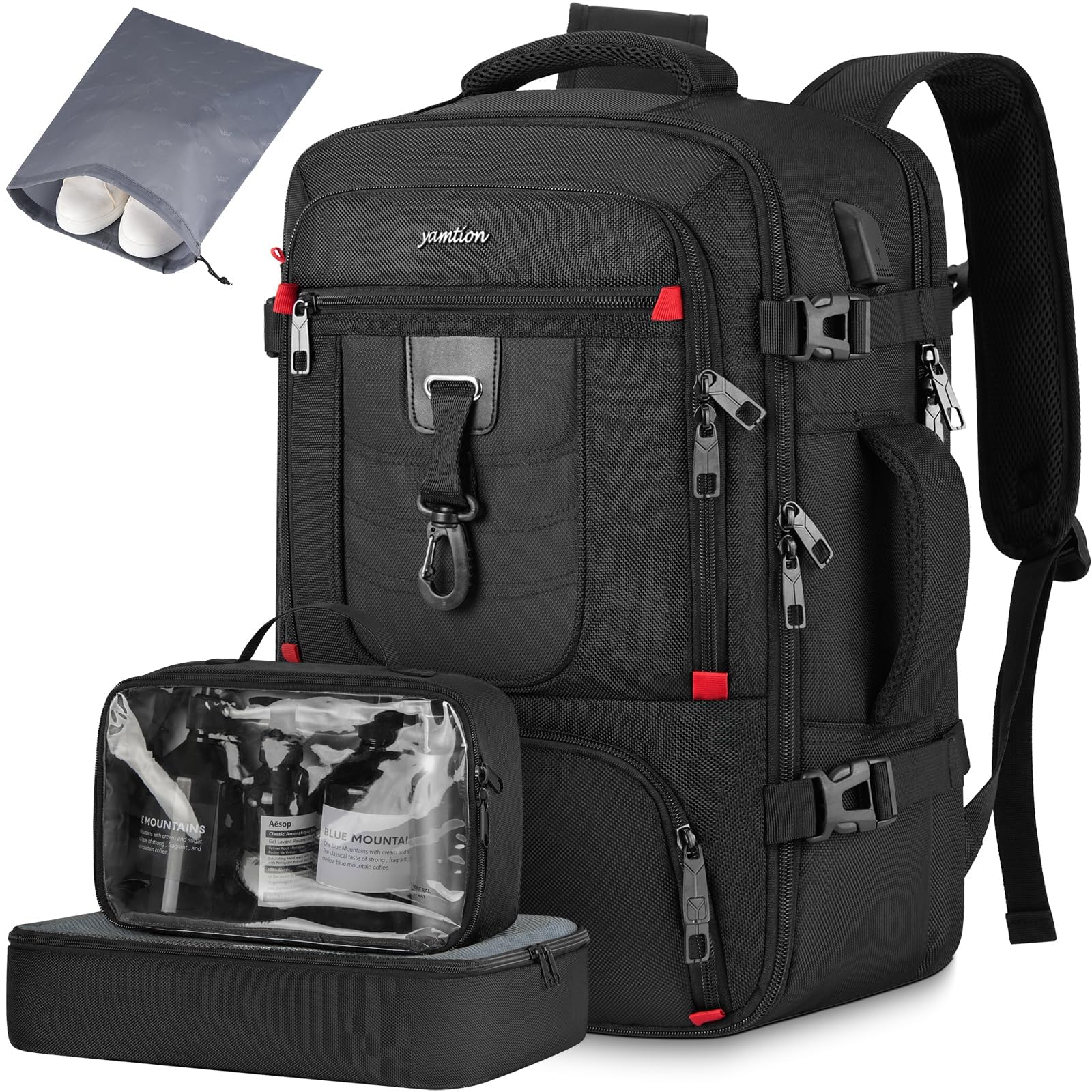 YAMTION Zaino da viaggio, zaino per computer portatile con porta di ricarica USB, per uomini e donne