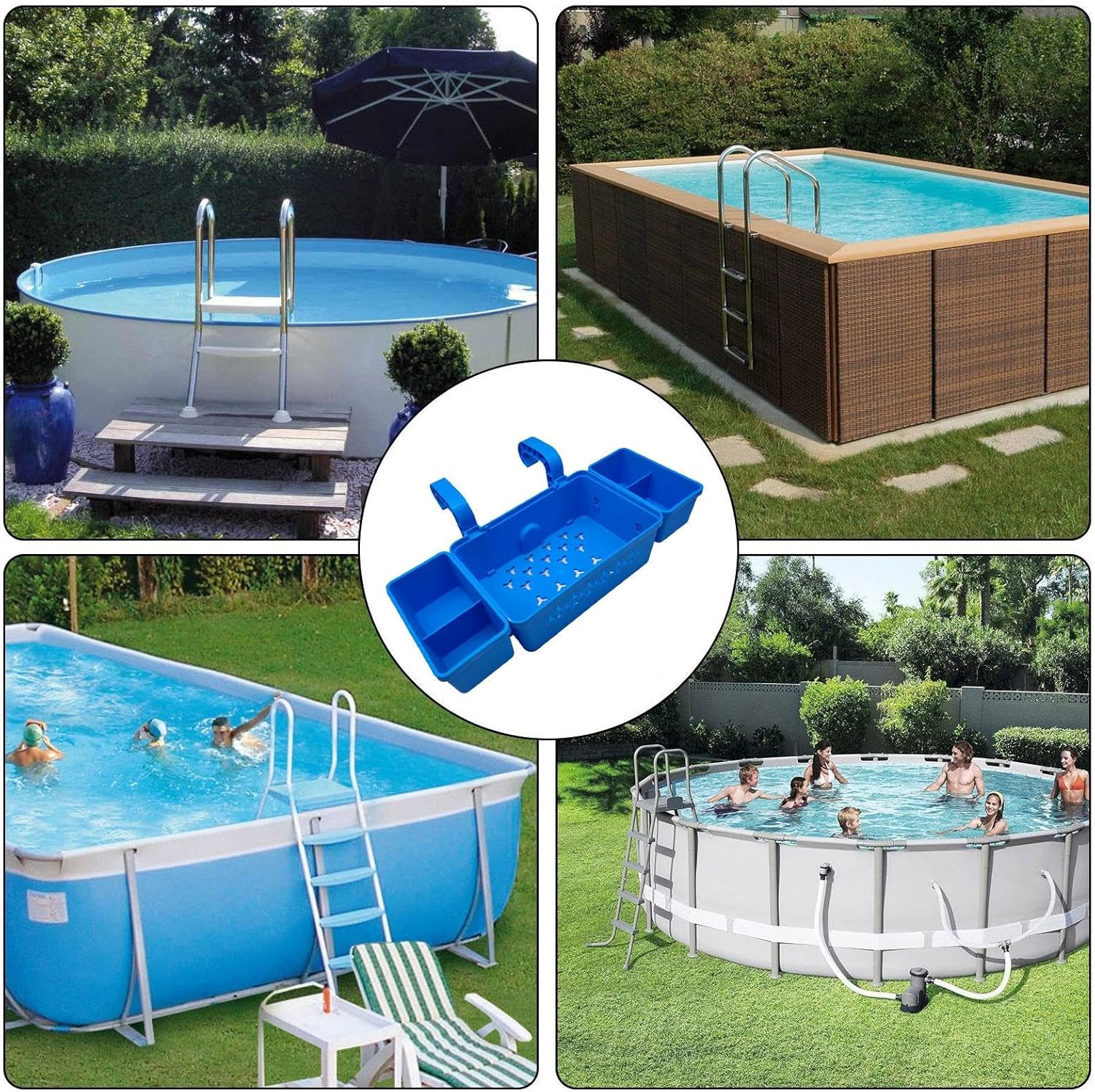 プールサイドバスケット、地上プールバスケット - サイド地上収納,厚みのある収納、、多機能