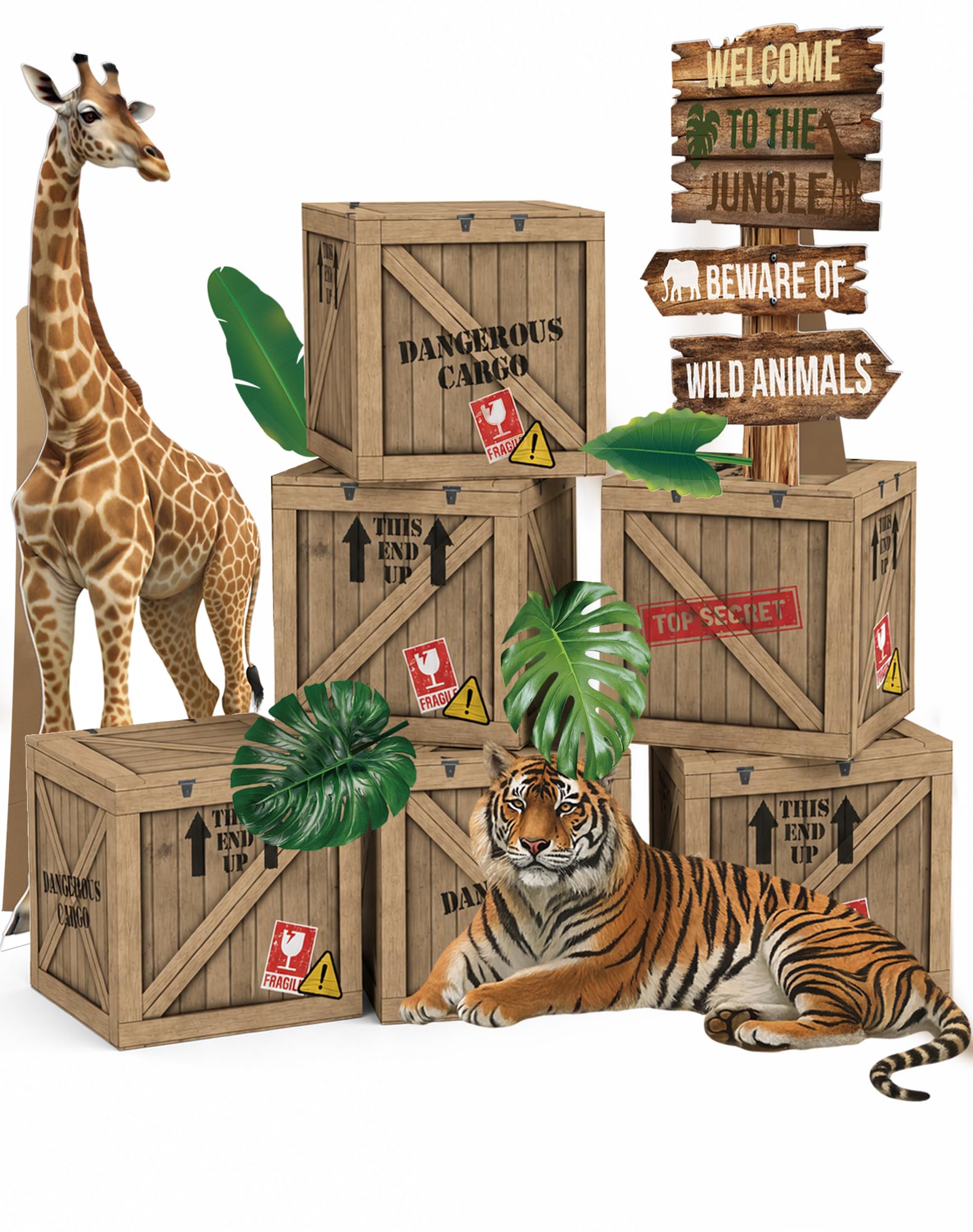 Animaux sauvages en papier cartonné TOUROAM pour anniversaire jungle chic