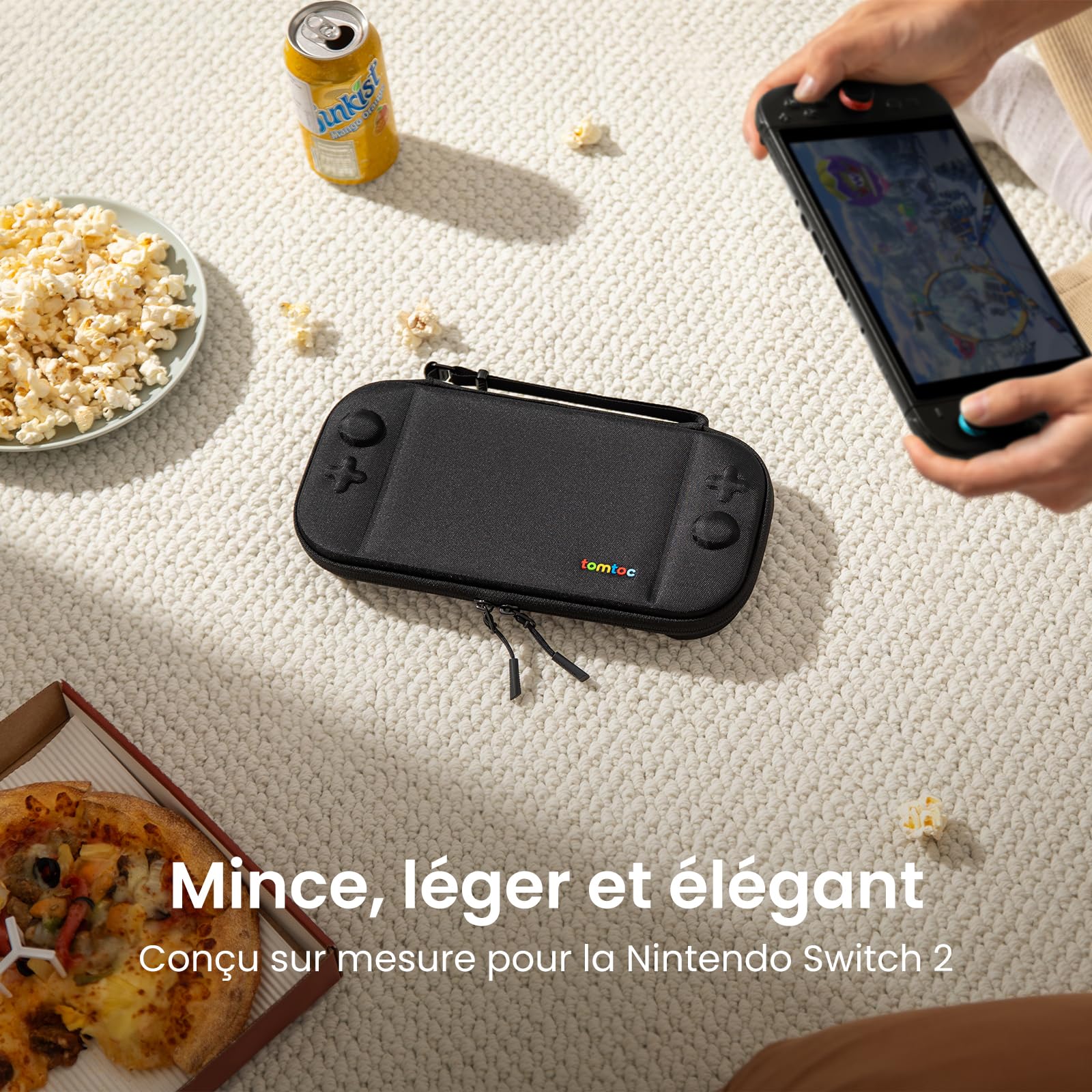 tomtoc Étui pour Nintendo Switch 2 (2025), Housse Rigide Case avec 12 Cartouches de Jeux, Slim Pochette Transport Boîtier Voyage pour Console avec Brevet Original et Protection de qualité Militaire