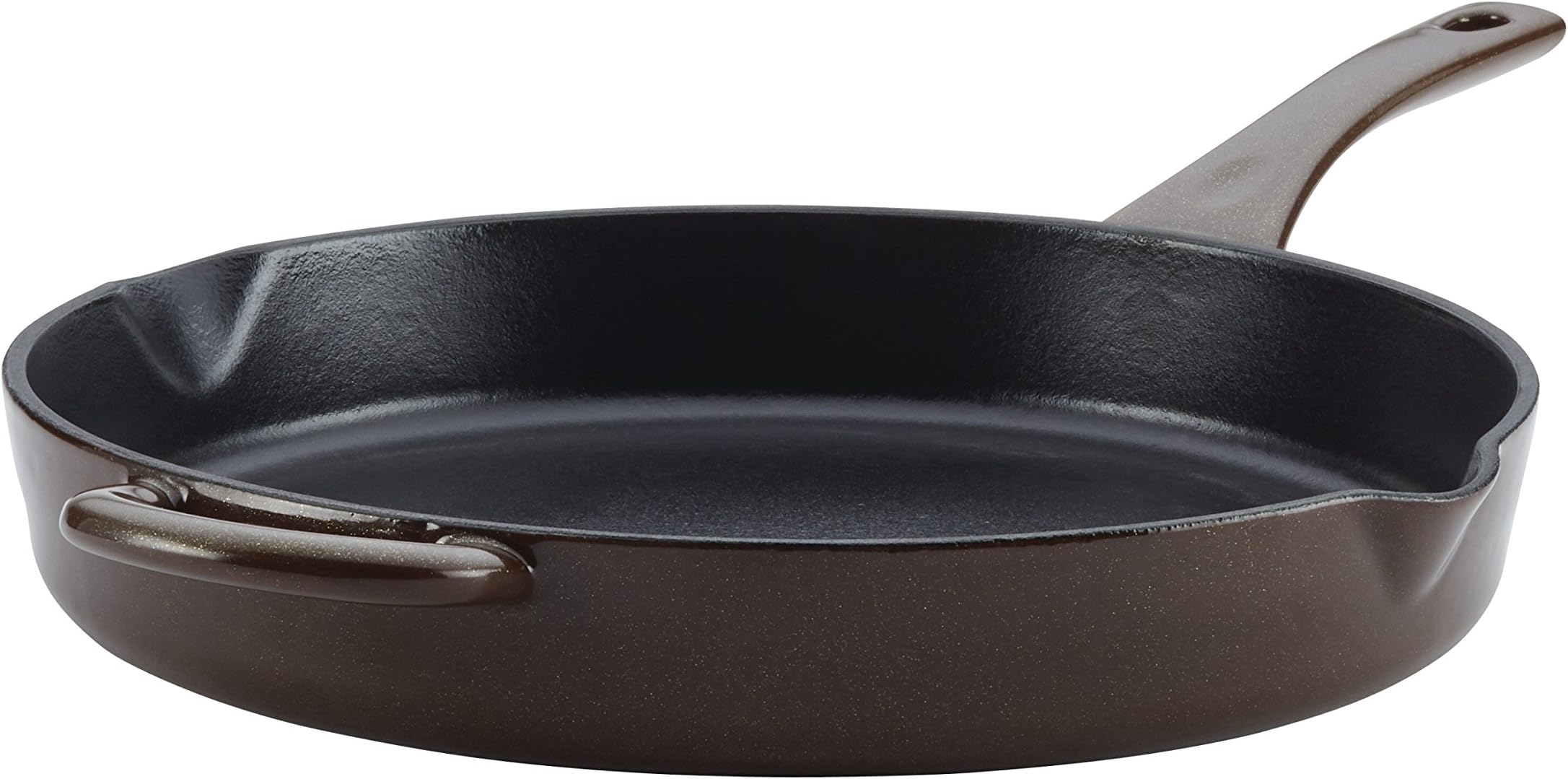 Ayesha Curry Enameled Cast Iron Skillet/Fry Pan with Pour Spouts, 12 Inch, Brown Sugar