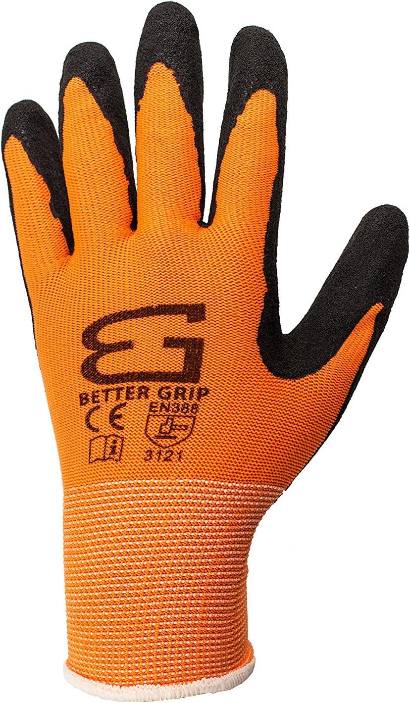 Ultra-Thin BGSMT1 Nylon Sandy Latex Coated Work Gloves, 12 Pairs (Small, Military Brown)