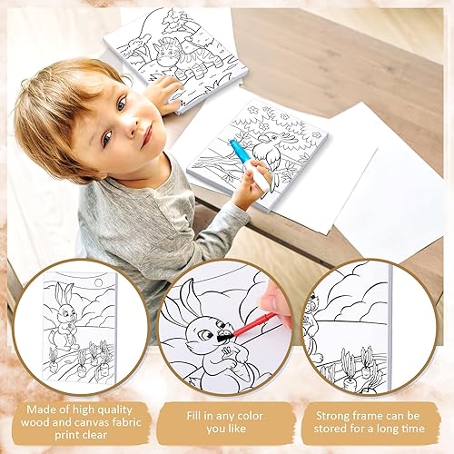 Miniatura 2 de Thenshop 48 lienzos predibujados para pintar de 5 x 7 pulgadas, paneles de lienzo para pintura para niños, lienzo preimpreso para pintar para el