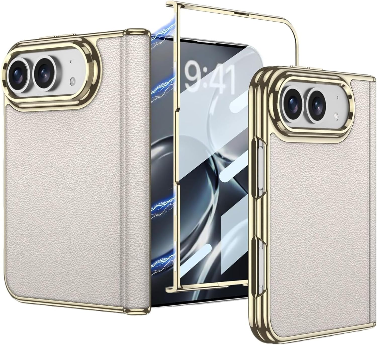 Vegan Leather Case for iPhone Duo with Magnetic Hinge Protection Gray