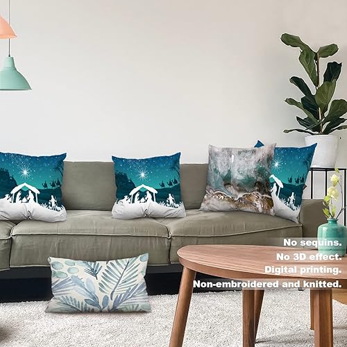 Miniatura 10 de Batmerry Fundas de almohada decorativas con temática de Feliz Navidad de 18 x 18 pulgadas, fundas de almohada familiares orientales degradadas de