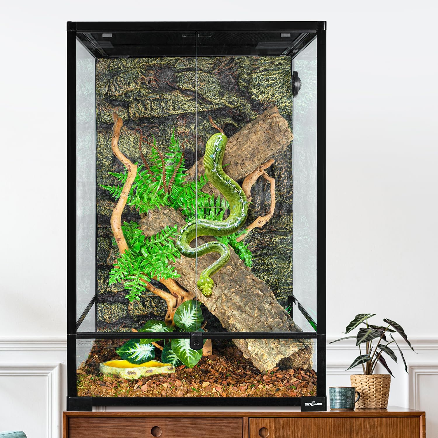 REPTIZOO 90 Gallon Reptile Terrarium 24" x 24" x 36" Large Glass Reptile Tank, Tall Terrarium with Front Opening Door and Top Screen Ventilation Easy Assembly Habitat Tank