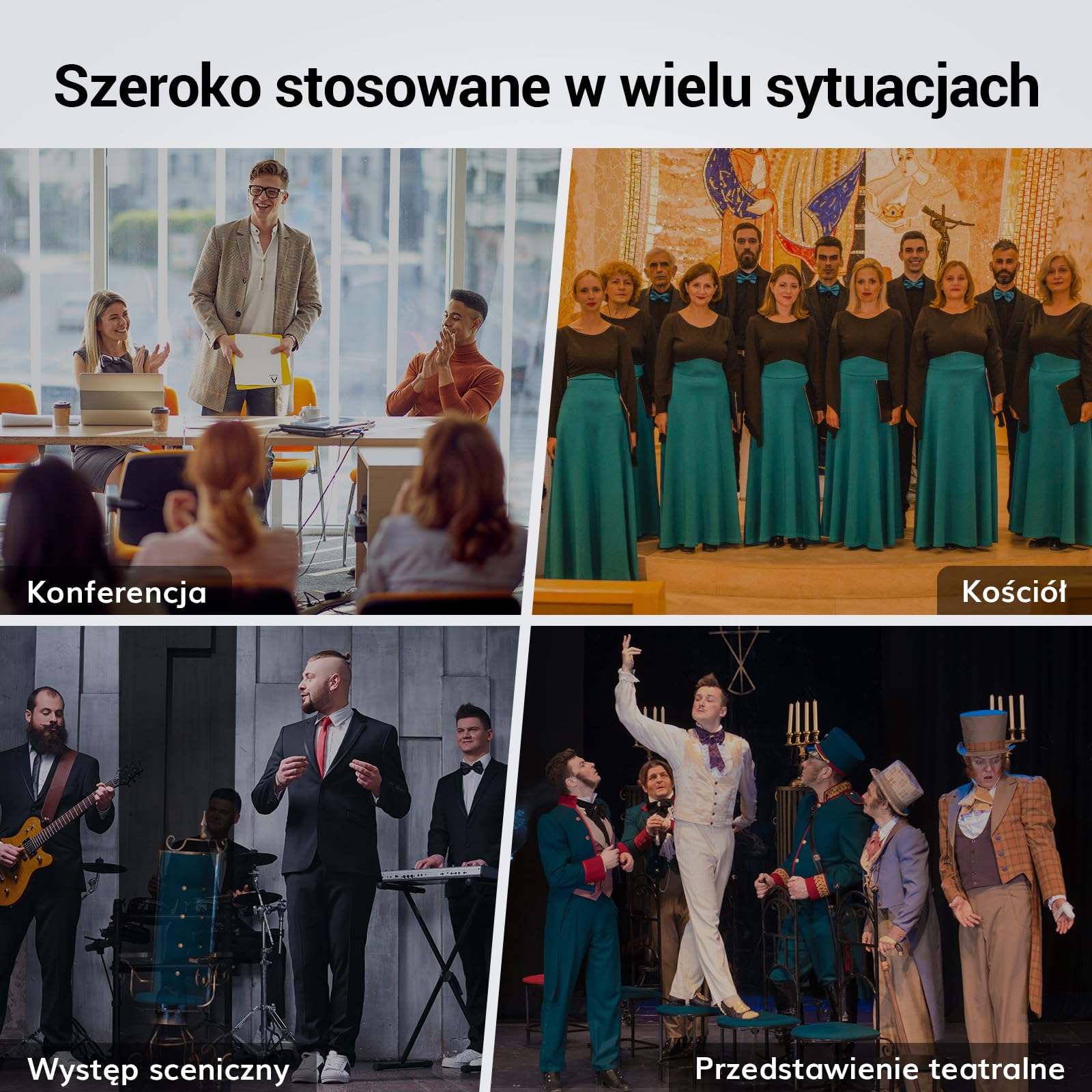 Bezprzewodowy zestaw TONOR UHF z 4 nadajnikami bodypack/zestawem słuchawkowym/mikrofonem typu lavalier, bezprzewodowy mikrofon 4x5 częstotliwości o zasięgu 60 m do wokalnego karaoke, DJ PA, TW364