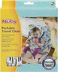 Nuby On The Go Toddler Portable Travel Chair for Babies and Toddlers - 5 Point Safety Adjustable Straps - 6+ Months - Folds into a Storage Bag, Brush Strokes