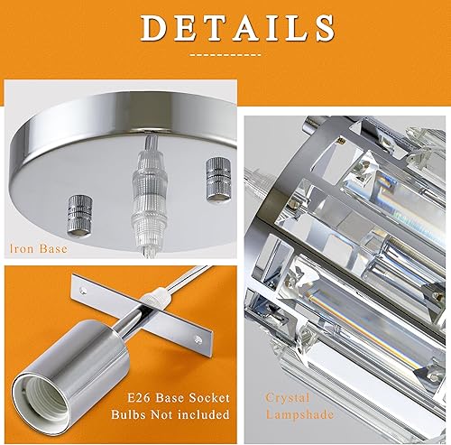 Miniatura 10 de XLHYTF Luces colgantes para isla de cocina, 1 luz, modernas lámparas colgantes doradas, mini candelabro de cristal, luces colgantes ajustables para