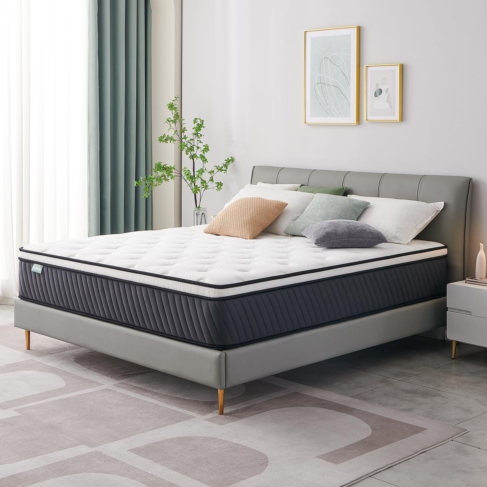 SZsuilong Matelas 140x190, Épaisseur 26cm Hybride Matelas avec Mousse à Mémoire de Forme Ressorts Ensachés, Fermeté Moyenn 7 Zones de Confort Équilibré Respirable, Certifié Oeko-Tex