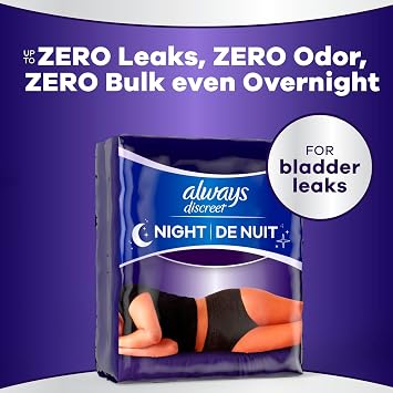 Always Discreet Adult Incontinence Overnight Underwear for Women, Small/Medium, Up to 100% Bladder Leak Protection, 14 Count