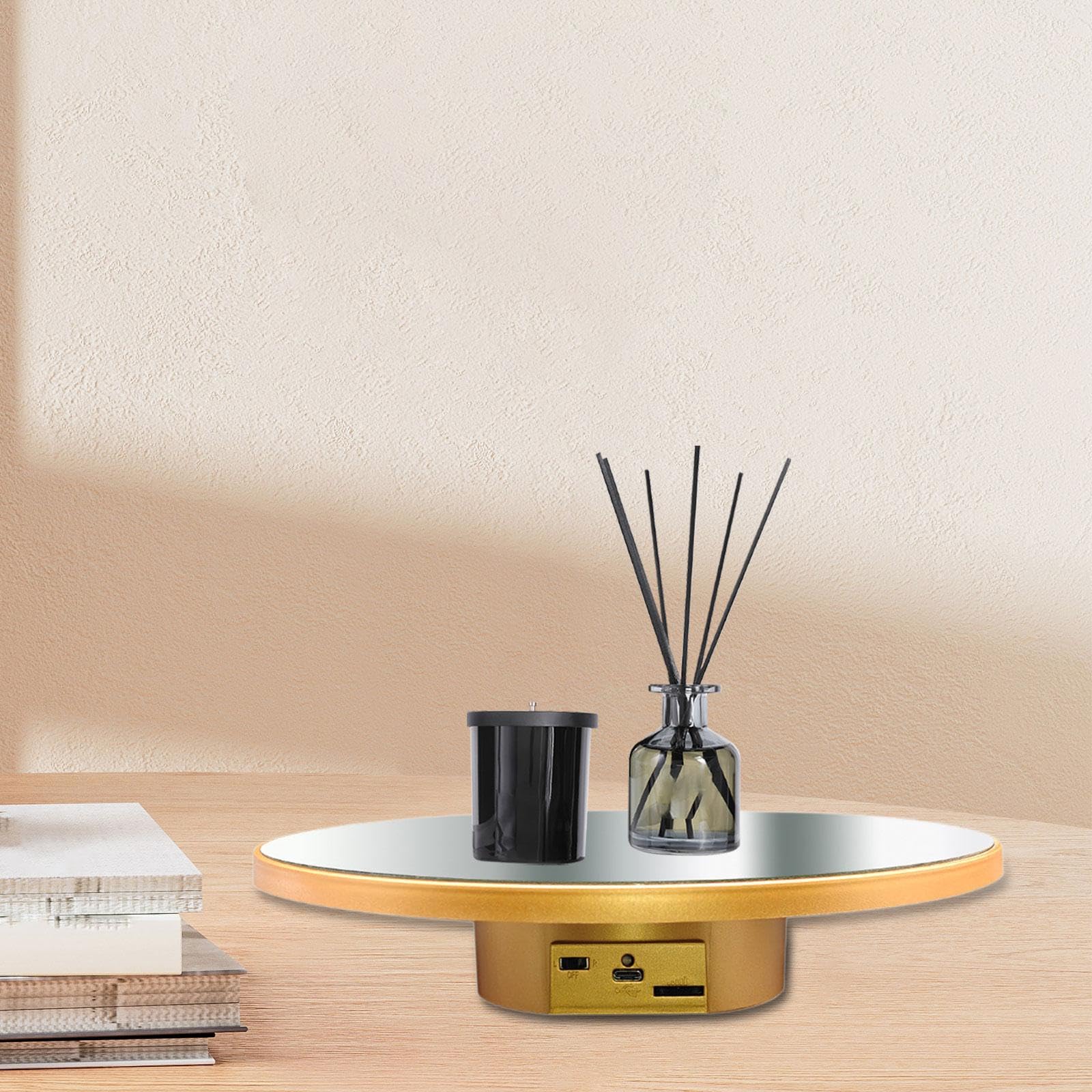 Plateau Tournant électrique Motorisé, Table Rotative, Plateau D'affichage Automatique, 25 Cm Or