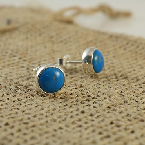 Vista 82 de Sterling Silver Black Onyx Handmade Round Stud Earrings for Women & Men - 9mm Black Onyx Cabochon