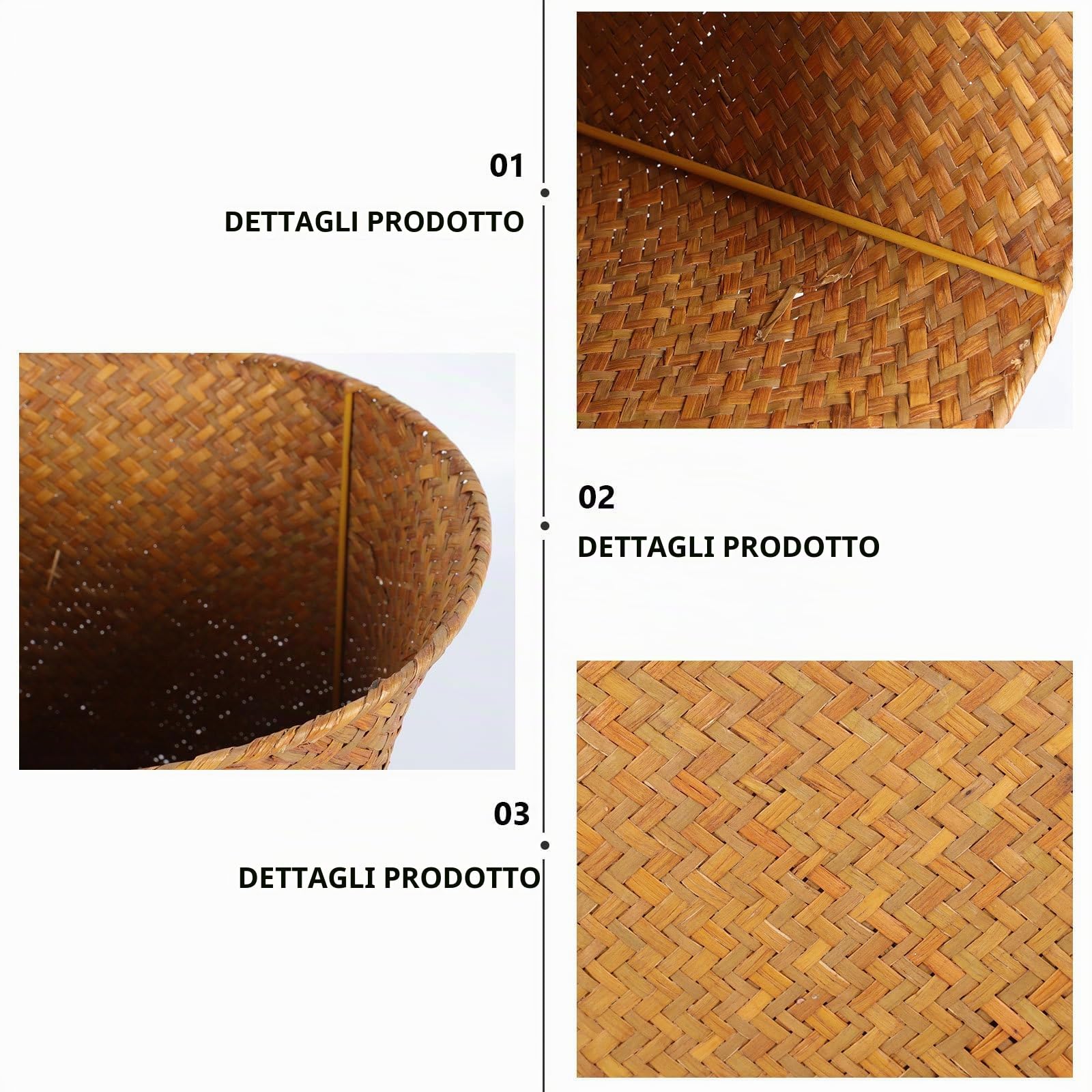 DOITOOL Bidone Della Spazzatura Di Paglia Cestino in Vimini Bidone Della Spazzatura Intrecciato a Mano Pattumiera Intrecciata Bin. Cestini Di Bambù Cannuccia Tessuto Cestino Rifiuti Di Alghe
