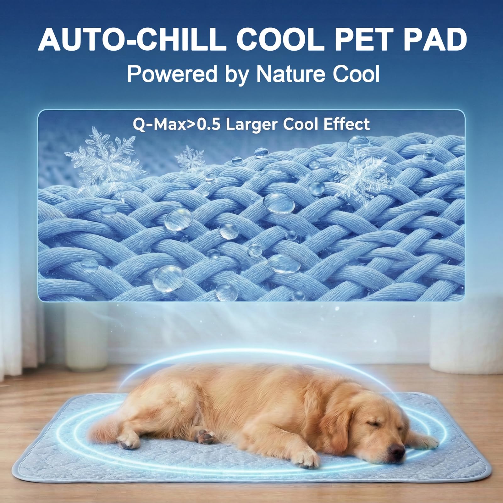 Arc-Chill Hunde-Kühlmatte, kühlende Faser und endothermische Farbwechsel, doppelseitig, kühlend und warm