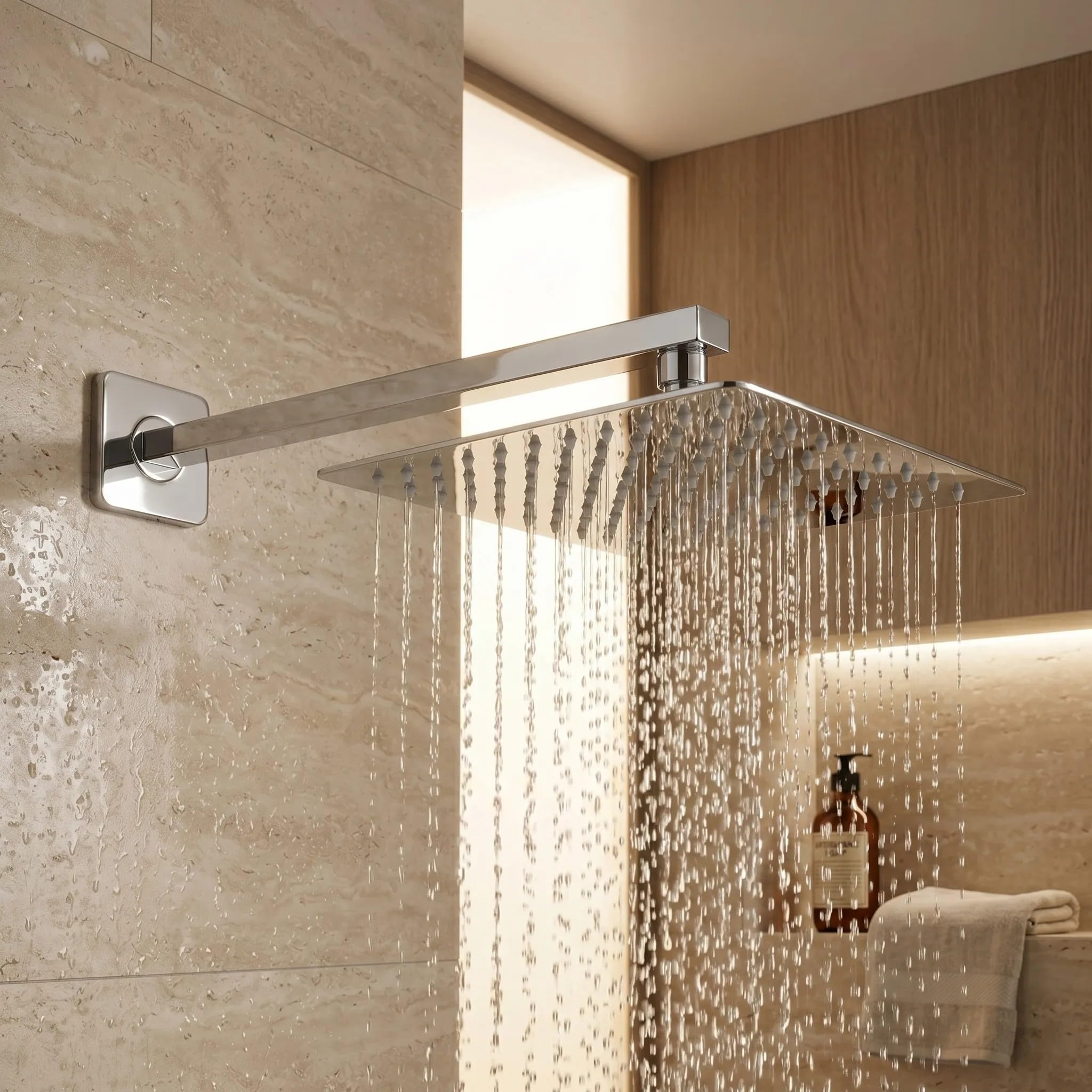 Rea - Soffione doccia quadrata Js-P015 - Cromo 25 cm - 24,5 x 24,5 x 0,2 cm