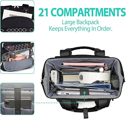 Miniatura 2 de Mochila para mujeres y hombres, mochilas escolares para adolescentes, niñas, niños, mochila grande y abierta con puerto de carga USB, mochila de