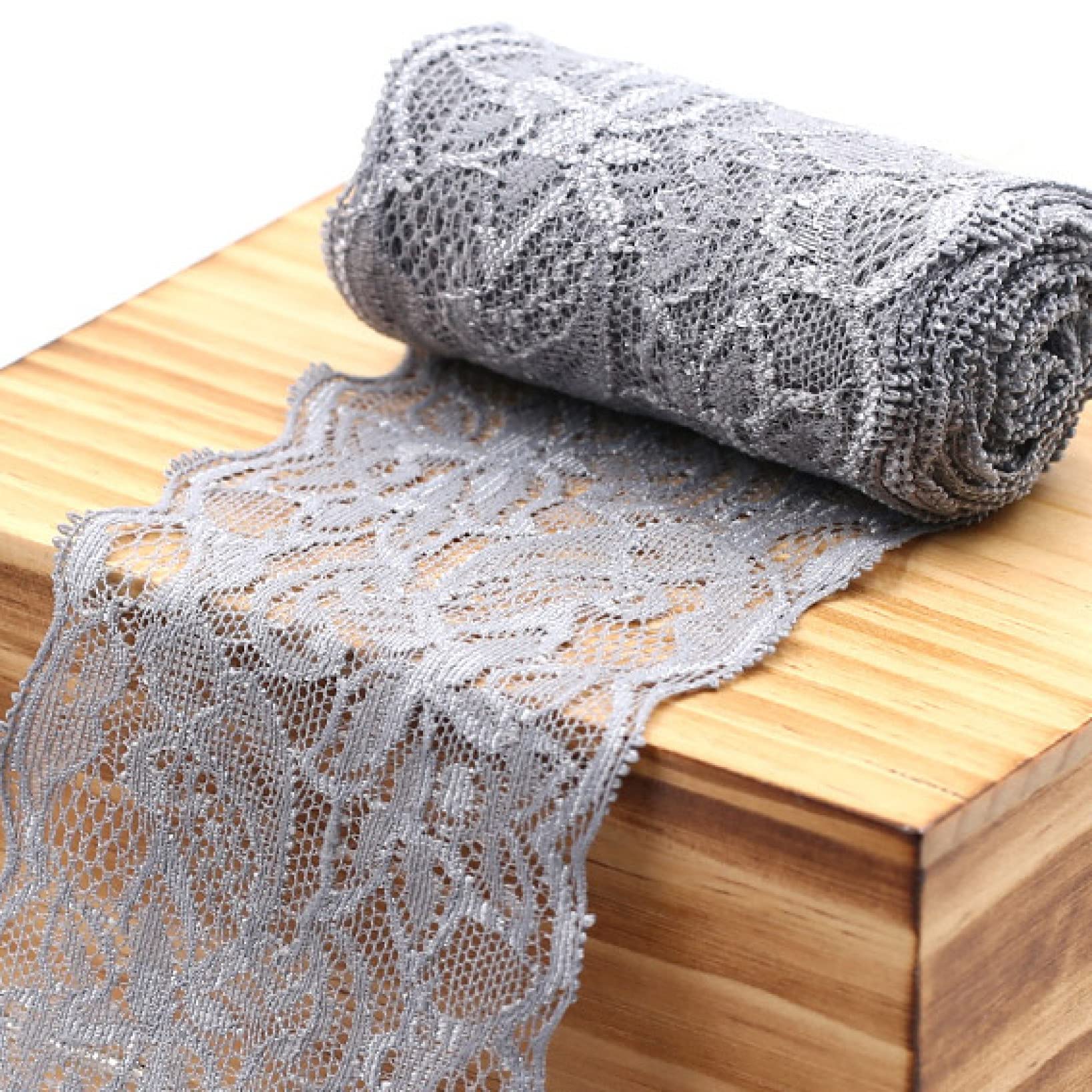 Cinta de Encaje, Ribete de Encaje, Cinta de Encaje Ancha con Ribete elástico de Flores, 10 Yardas (3,1"), Encaje Suave for Manualidades y Costura.(Yellow)