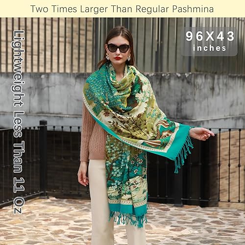 Miniatura 60 de DANA XU Manta de pashmina extragrande 100% de lana merina, bufanda de viaje, bufanda de cachemira para mujer, otoño e invierno, chal de gran