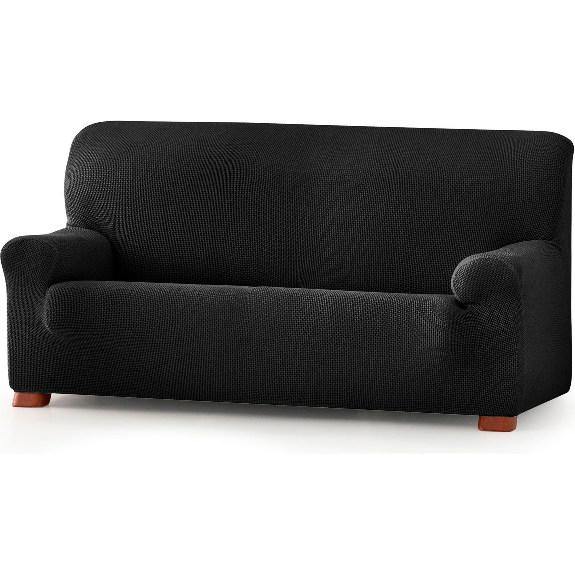 Housse de canapé 3 places extensible noire protection intégrale Jacquard