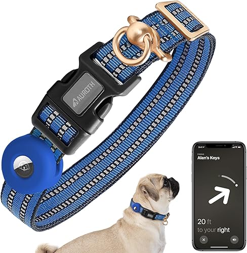 Miniatura 56 de Auroth Collar de perro Airtag, soporte ajustable para AirTag para perros medianos y grandes, soporte para collar de perro Airtag con anillo en D