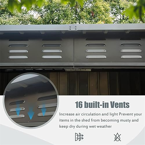 Miniatura 3 de Cobertizo de almacenamiento para exteriores, de metal, impermeable, para herramientas de jardín, con puerta con cerradura, espacio libre de