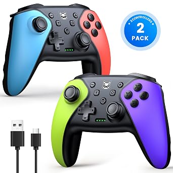 [2er-Set] Wireless Switch Pro Controller f r Switch 2/1/Lite/OLED/Android/IOS/Windows Gamepad mit Programmierbar/6-Achsen Gyroskop/Dual Vibration/Turbo Ergonomisch Gestalteter Pr zise Joystick