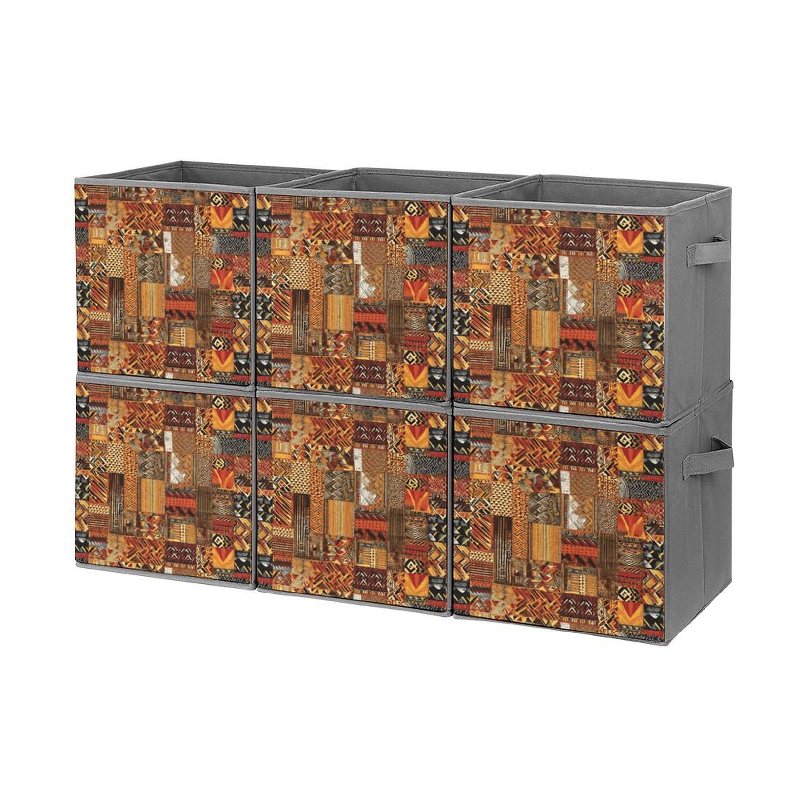 Boîtes de rangement pliables en textile africain pour linges et vêtements