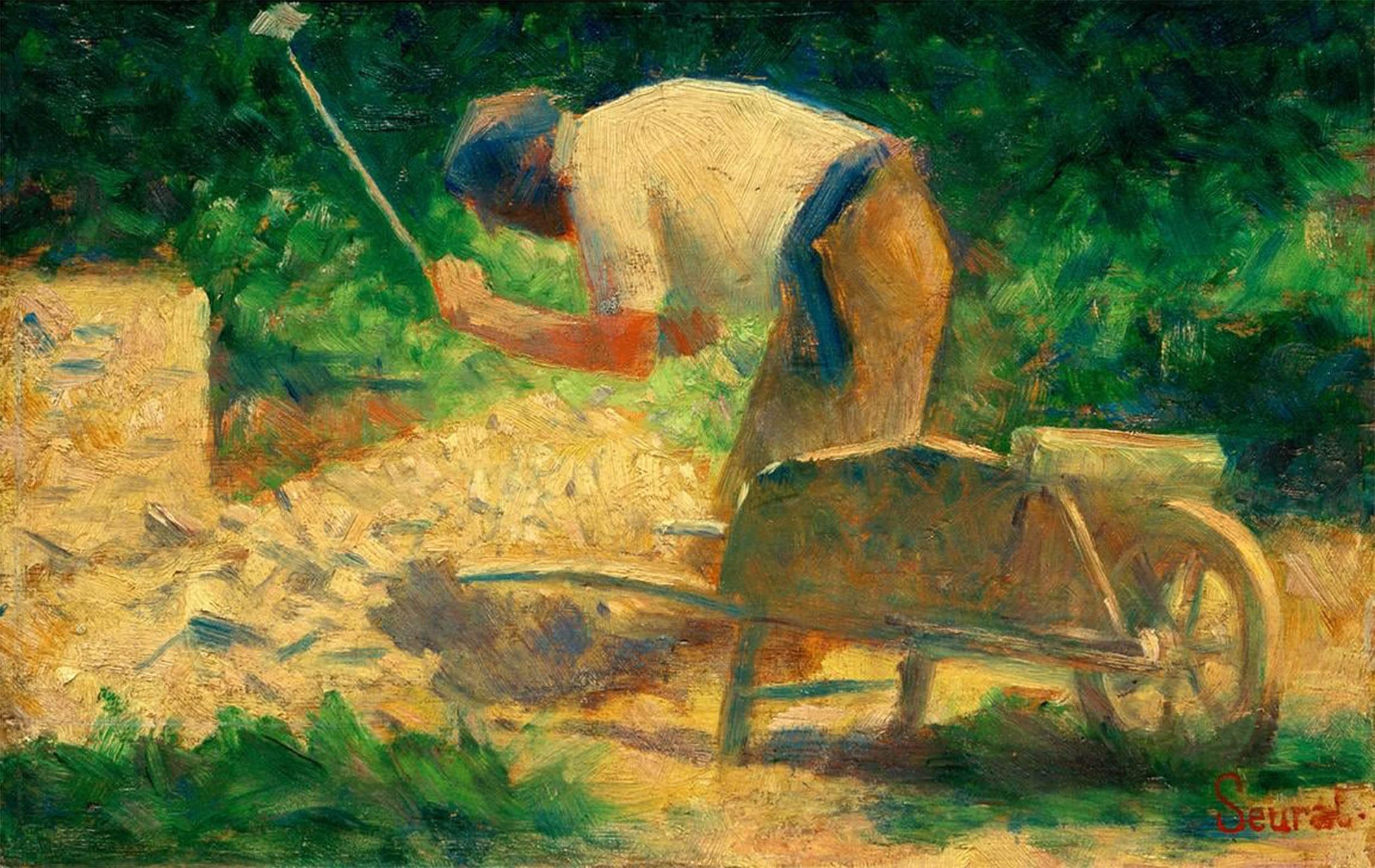 SERENDIPITP Aesthetic Poster Photo Wall Print Retro Picture Wheelbarrow Stone Breaker Le Raincy by Georges Seurat Modern Wall Artwork for Home Decor 60x90cm