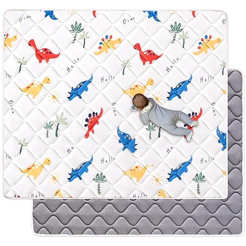 Tapete de juego de espuma prémium para bebés de 6 x 4 pies, tapete grueso de una pieza para gatear, tapete para bebé inodoro, tapete de juego