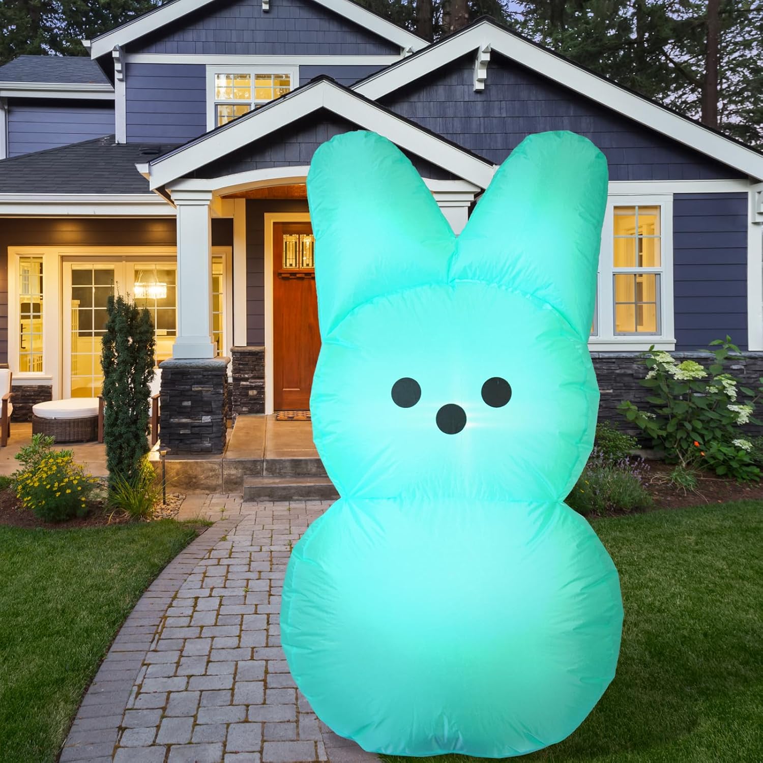 Easter Inflatables Outdoor Decorations, Green Bunny Blow Up Yard Decoration, Welcome Decor for Outdoor Indoor, Yard, Garden, Lawn, Supplies (Green)